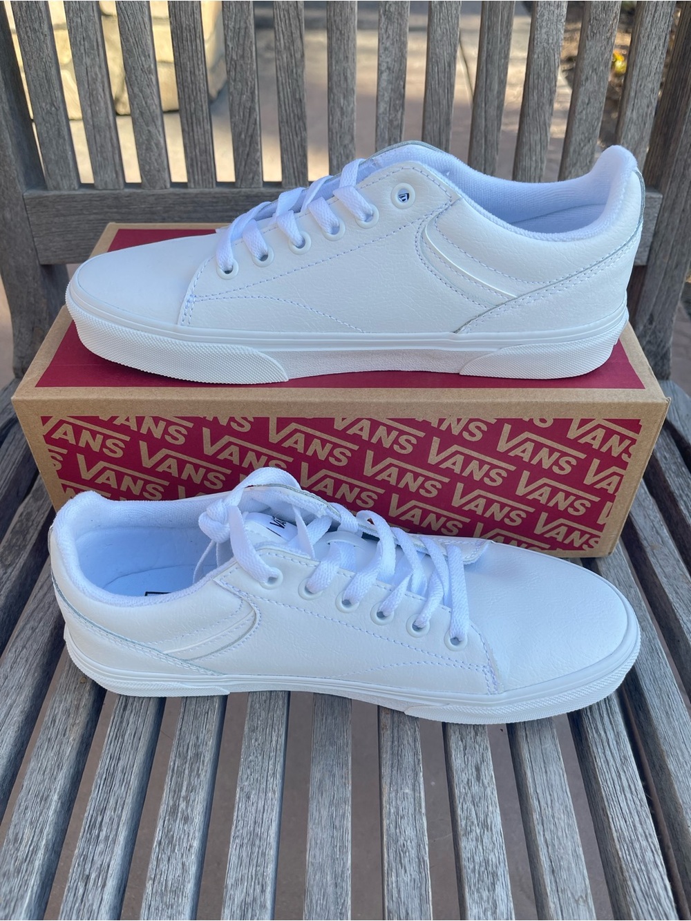 Vans Women’s Seldan White Low-Top Leather Sneakers - Picture 2 of 5
